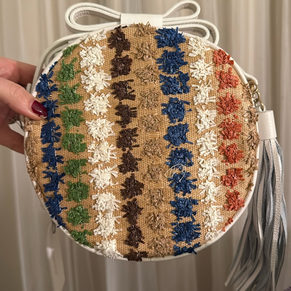 Gigi Round | Woven Straw & Authentic Leather